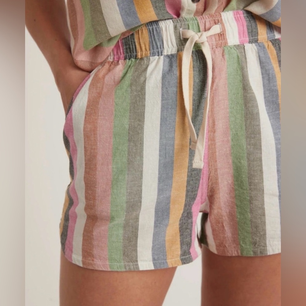 Marine Layer Multicolor Striped Hemp blend -Linen Shorts NWT - Picture 2 of 8